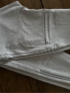 Athleta Light beige Textured Moto Leggings